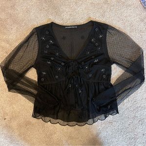 Black Beaded Abercrombie & Fitch Blouse